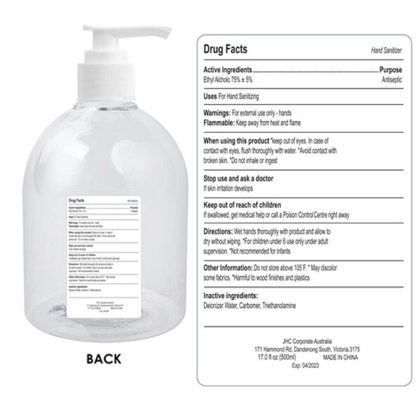 500ml Hand Sanitiser Gel 75% Alcohol - Image 4