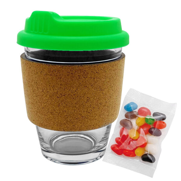 Jelly Bean In Cork Band Glass Coffee Cup - Image 2
