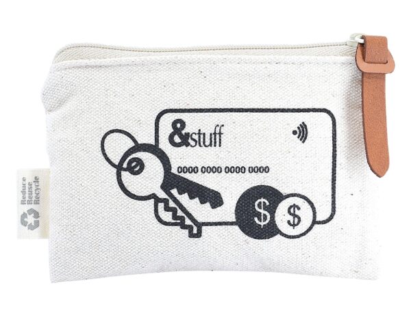 Calico Card & Key Pouch 8.5cm x 13cm