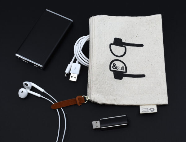 Calico Earphone Pouch 12.5cm x 17cm - Image 5