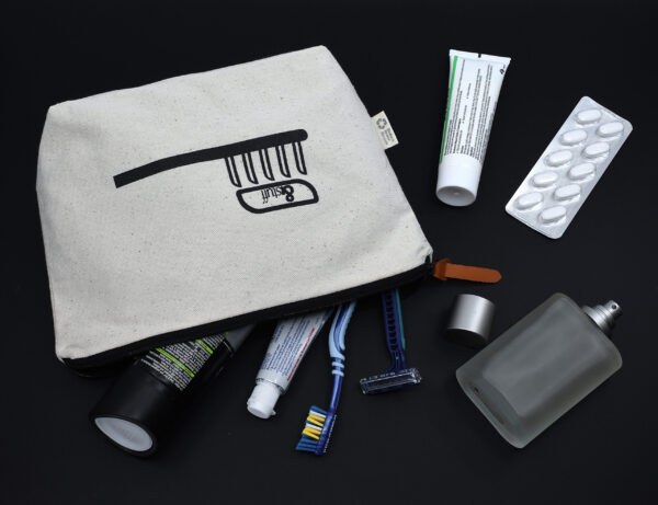Calico Toiletry/Makeup Bag 17x27x8.5cm - Image 5