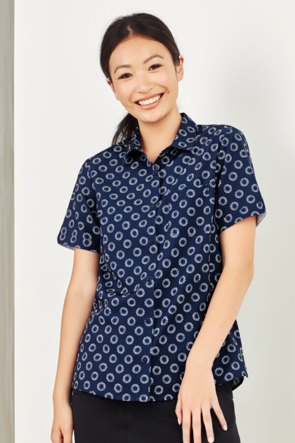 Womens Florence Daisy Print Short Sleeve Shirt - Image 3