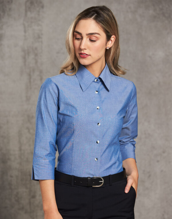 Ladies' Chambray 3/4 Sleeve