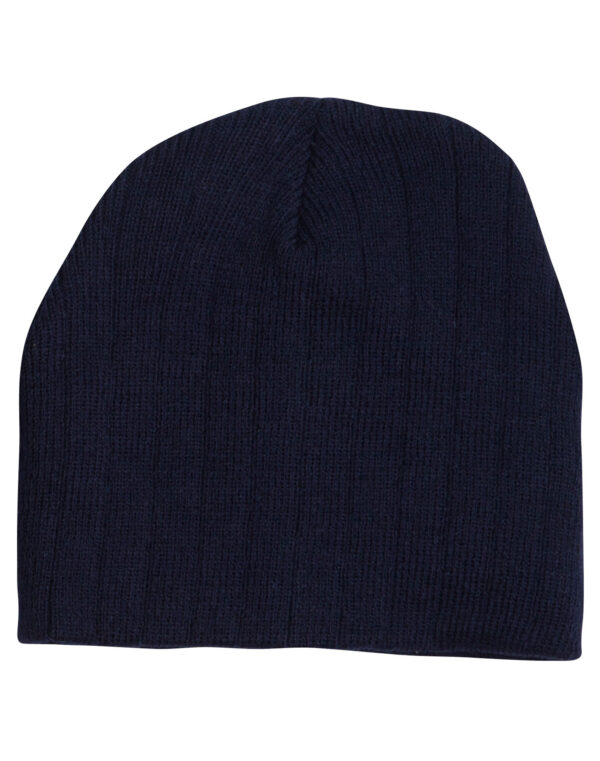 Cable Knit Beanie With Fleece Head Band - Image 4