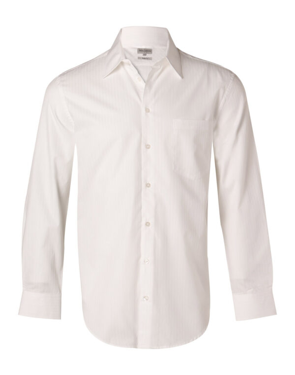 Men's Self Stripe Long Sleeve Shirt - Image 4