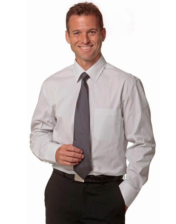 Men's Ticking Stripe Long Sleeve Shirt - Image 2