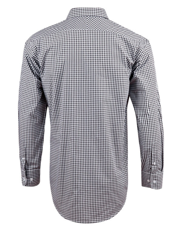 Men’s Gingham Check Long Sleeve Shirt With Roll Up Tab Sleeve - Image 2