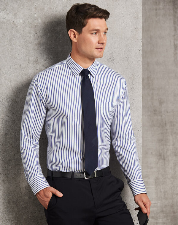 Men's Executive Sateen Stripe Long Sleeve Shirt