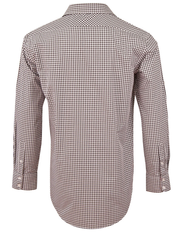 Men’s Gingham Check Long Sleeve Shirt With Roll Up Tab Sleeve - Image 2