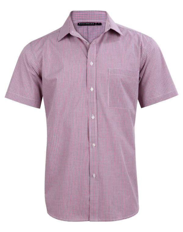 Men’s Two Tone Mini Gingham Short Sleeve Shirt - Image 3