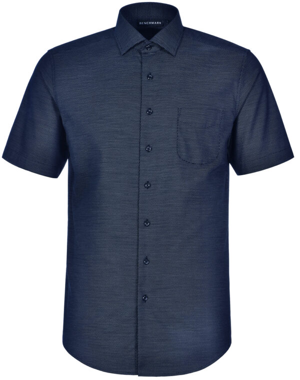 Ascot Mens Short Sleeve Dot Jacquard Stretch Shirt - Image 4