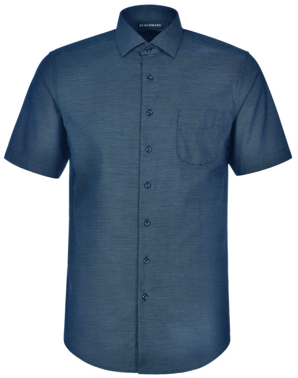 Ascot Mens Short Sleeve Dot Jacquard Stretch Shirt - Image 5
