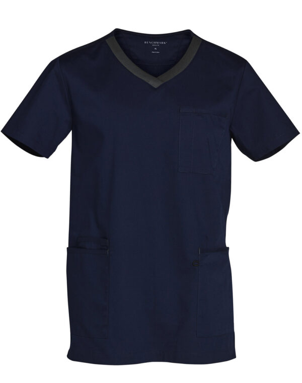 Mens V Neck Contrast Trim Scrub Top - Image 4