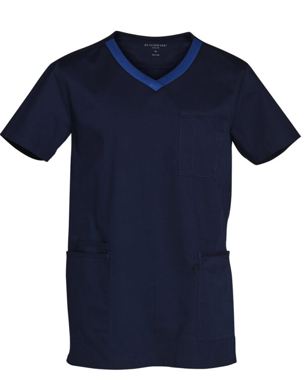 Mens V Neck Contrast Trim Scrub Top - Image 6