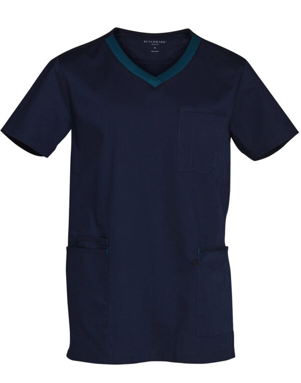 Mens V Neck Contrast Trim Scrub Top - Image 7