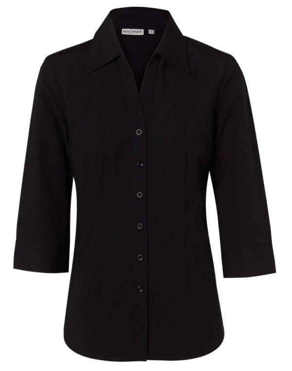 Women's Cotton/Poly Stretch 3/4 Sleeve Shirt - Image 3