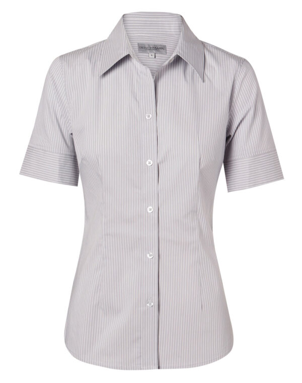 Women's Ticking Stripe Short Sleeve Shirt - Image 3