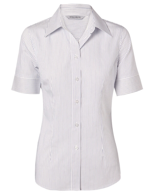 Women's Ticking Stripe Short Sleeve Shirt - Image 4