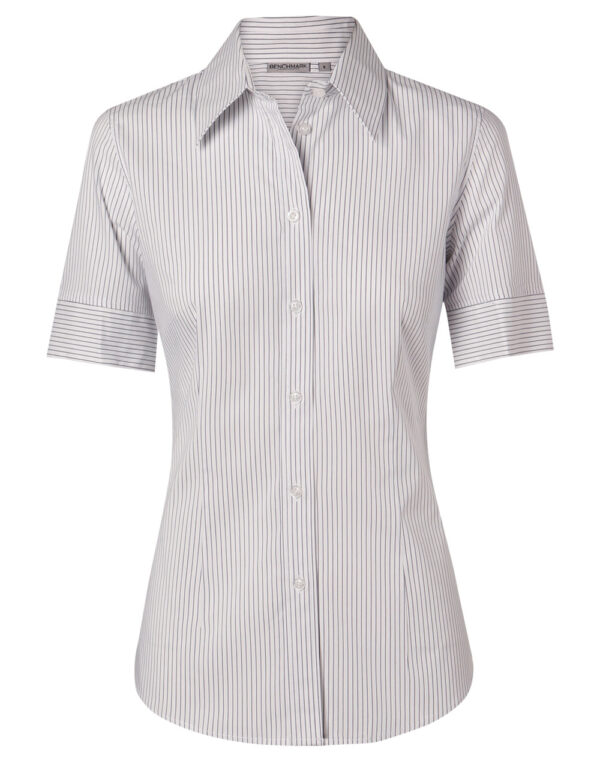 Women's Ticking Stripe Short Sleeve Shirt - Image 5