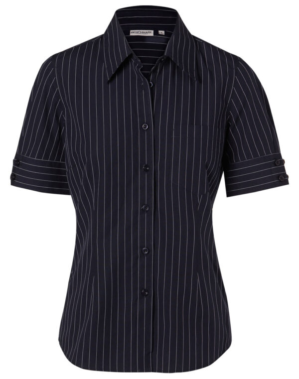 Women's Pin Stripe Short Sleeve Shirt - Image 4