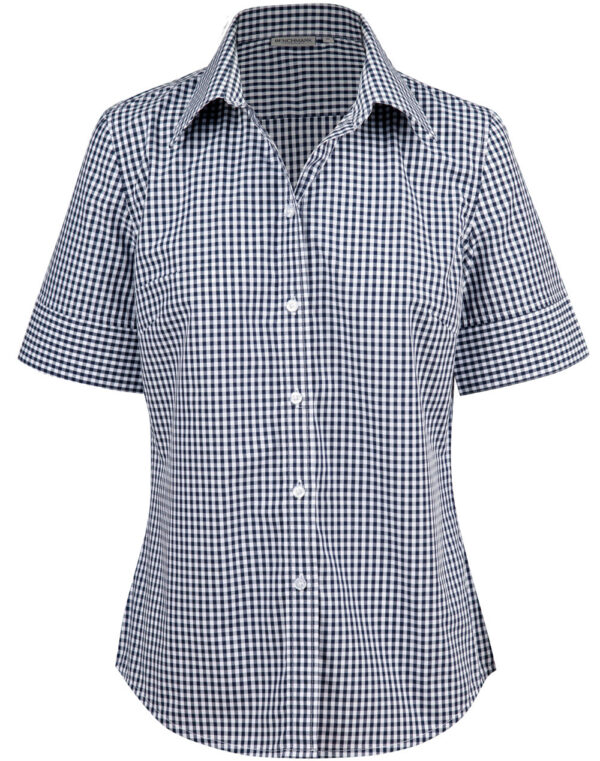 Ladies’ Gingham Check Short Sleeve Shirt - Image 4