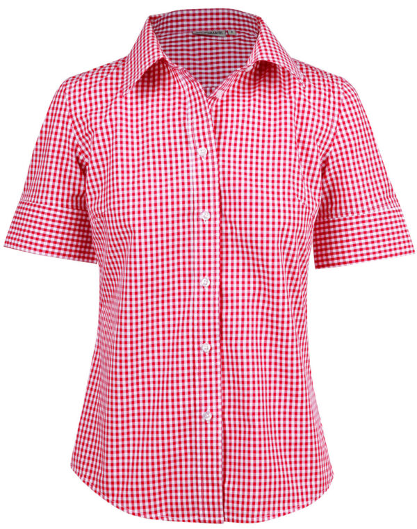 Ladies’ Gingham Check Short Sleeve Shirt - Image 5
