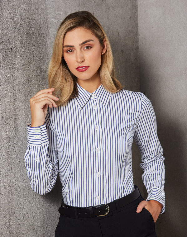 Ladies'  Executive Sateen Stripe Long Sleeve Shirt