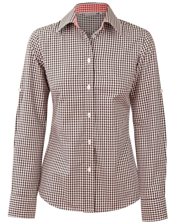 Ladies’ Gingham Check Long Sleeve Shirt - Image 3