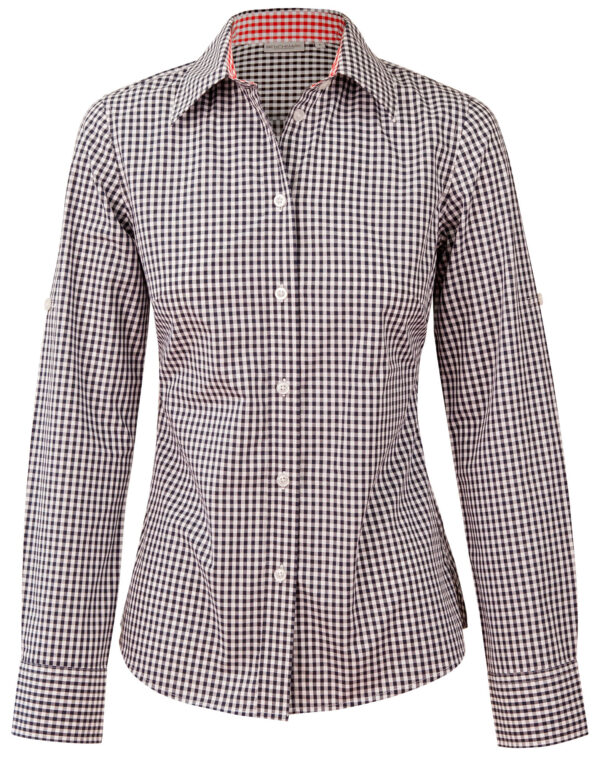 Ladies’ Gingham Check Long Sleeve Shirt - Image 4