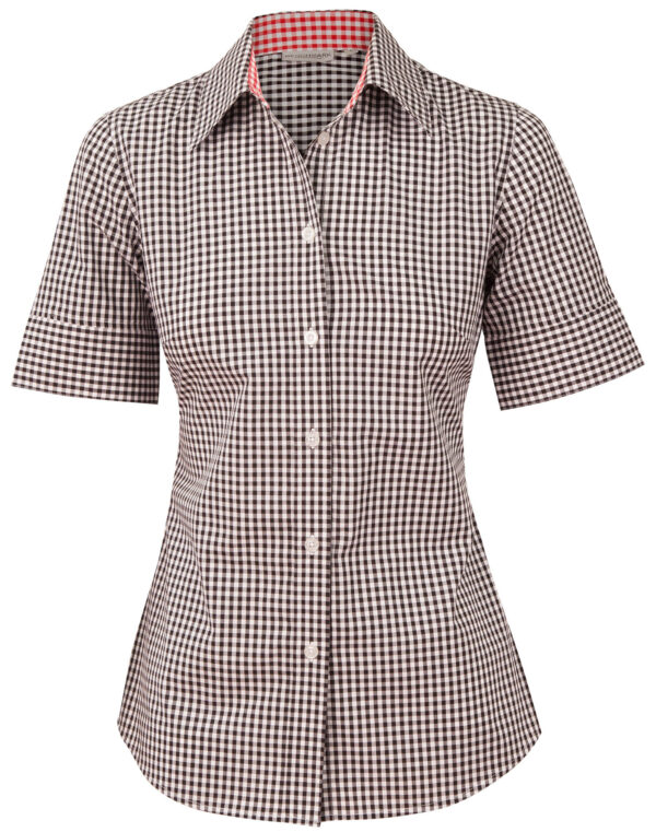 Ladies’ Gingham Check Short Sleeve Shirt - Image 3