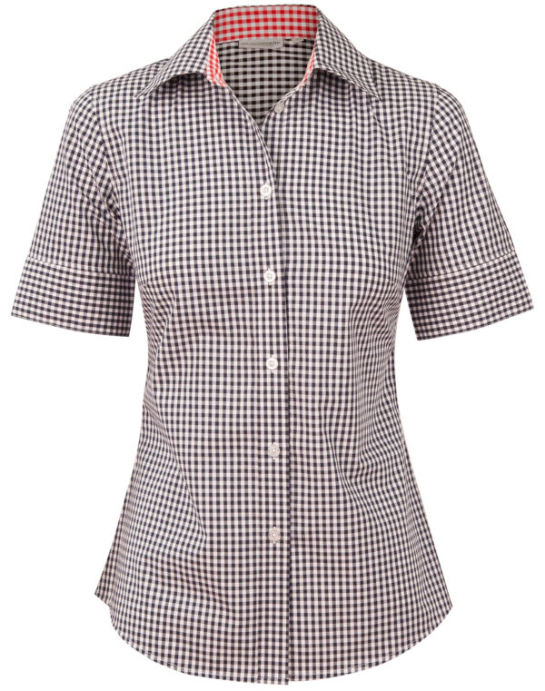 Ladies’ Gingham Check Short Sleeve Shirt - Image 4
