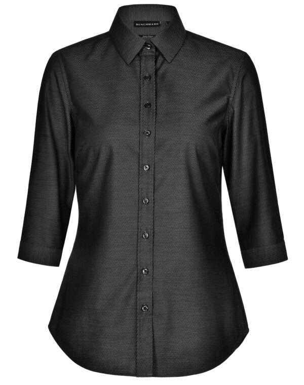 Ascot Ladies 3/4 Sleeve Dot Jacquard Stretch Shirt - Image 3