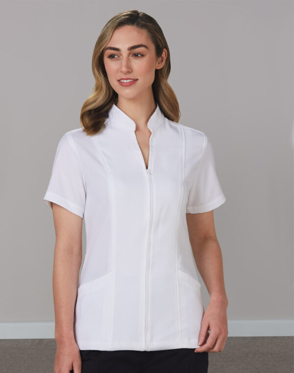 Women’s Full Zip Front Short Sleeve Tunic