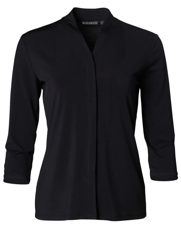 Ladies 3/4 Sleeve Stretch Knit Top Isabel - Image 3