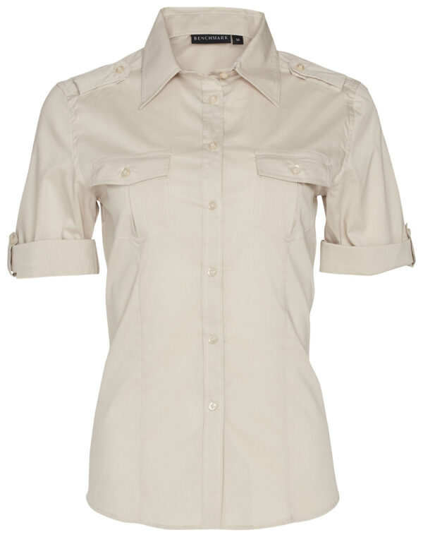 Women's Short Sleeve Military Shirt - Image 7