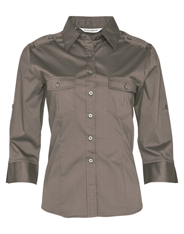 Women's 3/4 Sleeve Military Shirt - Image 4