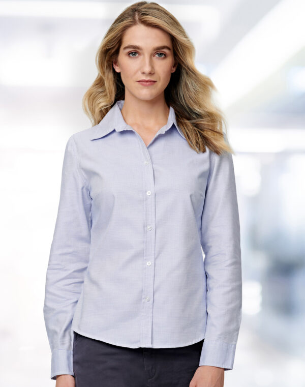 Ladies’ Dot Contrast Long Sleeve Shirt