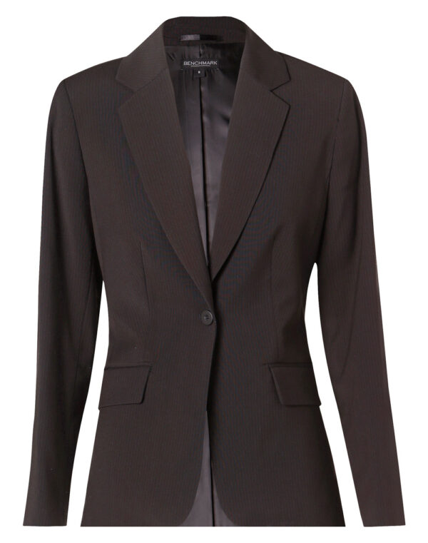 Women's Poly/Viscose Stretch Stripe One Button Cropped Jacket - Image 3