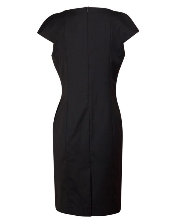 Ladies’ Wool Blend Stretch Cap Sleeve Dress - Image 2