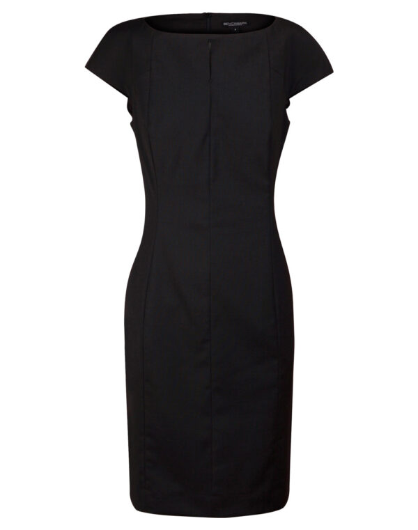 Ladies’ Wool Blend Stretch Cap Sleeve Dress - Image 3