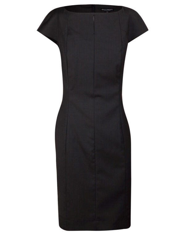 Ladies’ Wool Blend Stretch Cap Sleeve Dress - Image 4