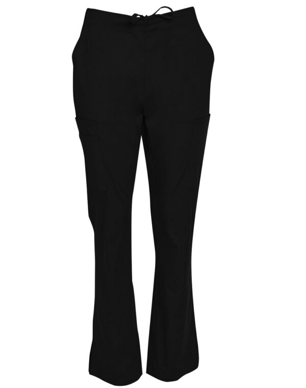 Ladies Semi Elastic Waist Tie Solid Colour Scrub Pants - Image 3