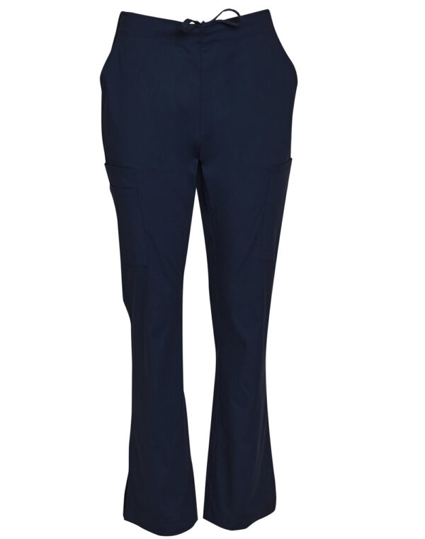 Ladies Semi Elastic Waist Tie Solid Colour Scrub Pants - Image 5