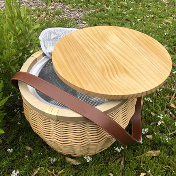 Scotch Wicker Picnic Cooler Basket Round