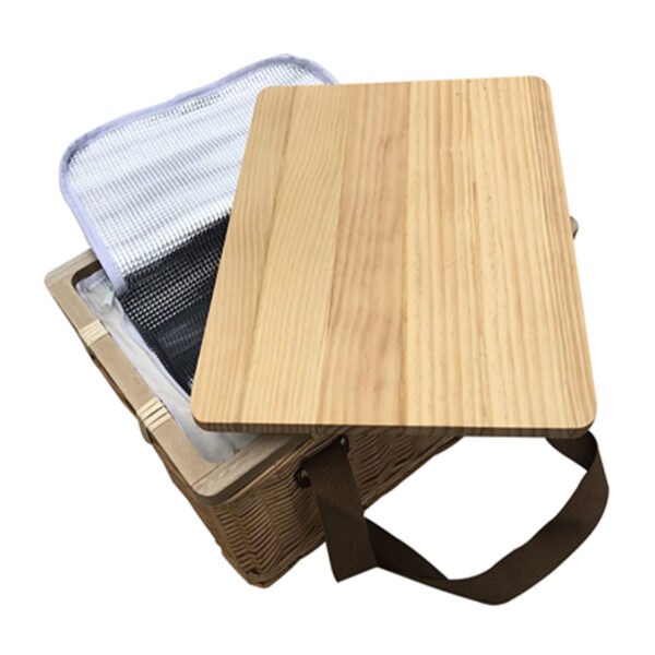 Gold Coast Wicker Picnic Cooler Basket Square - Image 7