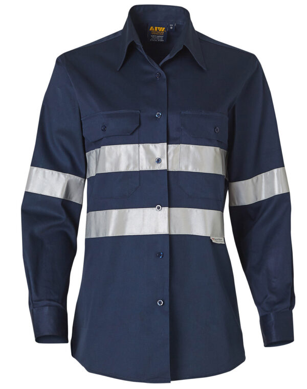 Women's Cotton Drill Work Shirt With 3 M Tapes - Image 3