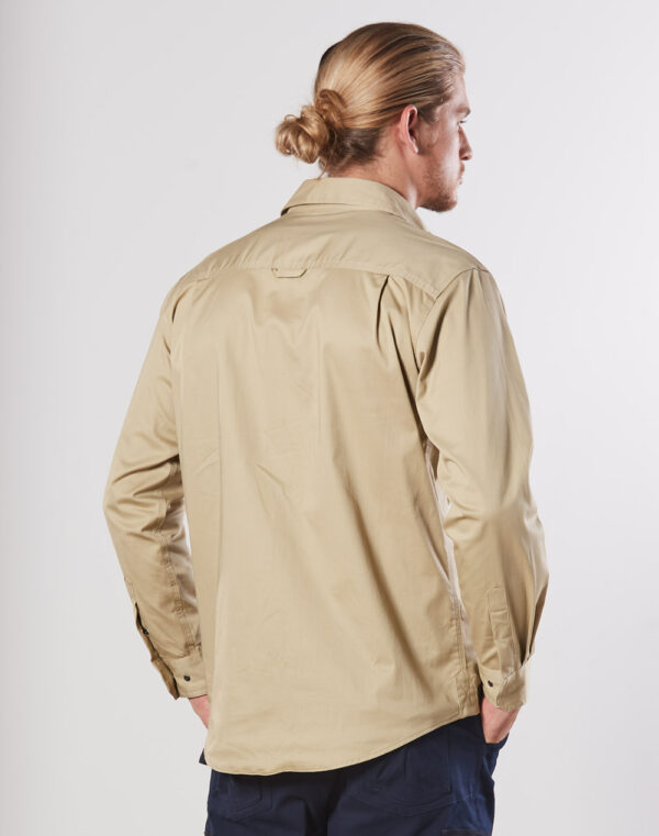 Mens Stretch Work Shirt With 2 Front Flap Pockets - Image 2