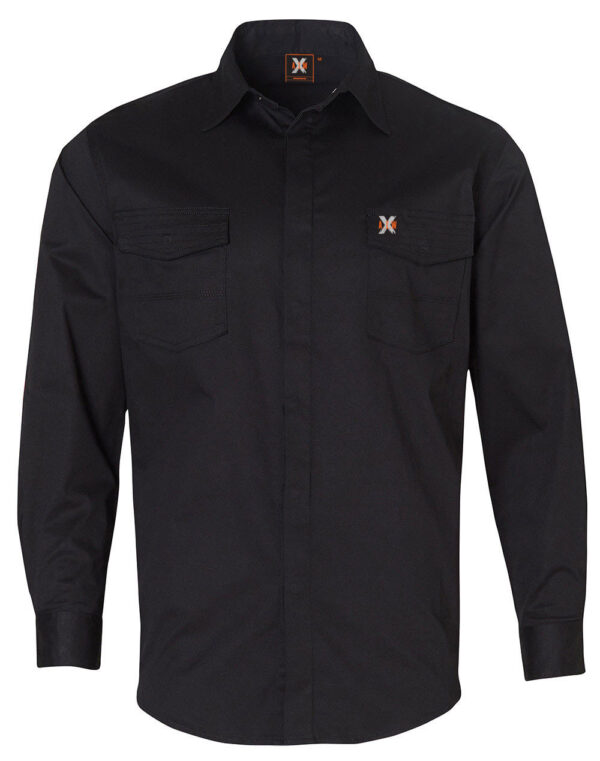 Mens Stretch Work Shirt With 2 Front Flap Pockets - Image 3