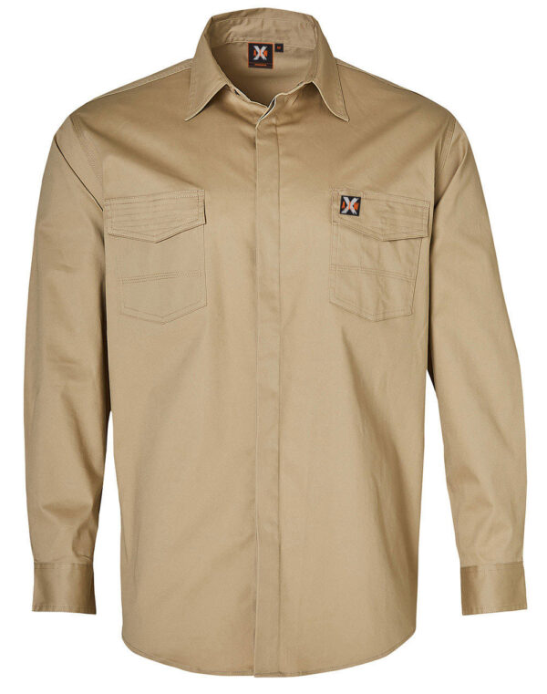 Mens Stretch Work Shirt With 2 Front Flap Pockets - Image 5
