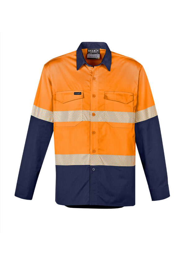 Mens Rugged Cooling Hi Vis Segmented Tape Long Sleeve Shirt - Image 4
